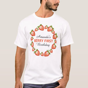 Berry eerste verjaardag Berry Girl rode aardbeien T-shirt