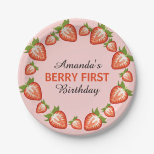 Berry eerste verjaardag Berry Girl roze Aardbei Papieren Bordje