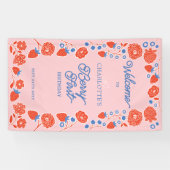 Berry Eerste Verjaardag Bloemen Aardbei Welkom Spandoek (Horizontaal)