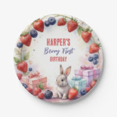 Berry Eerste Verjaardag Bord met Bunny en geschenk (Voorkant)