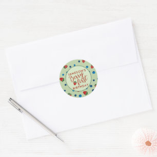 Berry eerste verjaardag Bosbessen en aardbeien Ronde Sticker