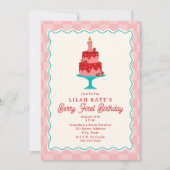 Berry Eerste Verjaardag Checkerboard Aardbeientaar Kaart (Voorkant)