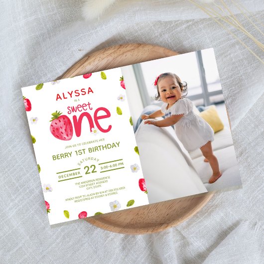Berry Eerste Verjaardag Foto Kaart