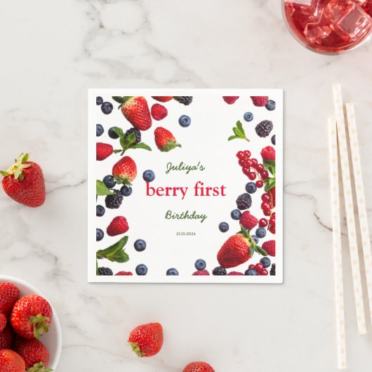 Berry Eerste verjaardag Foto Servet (Insitu)