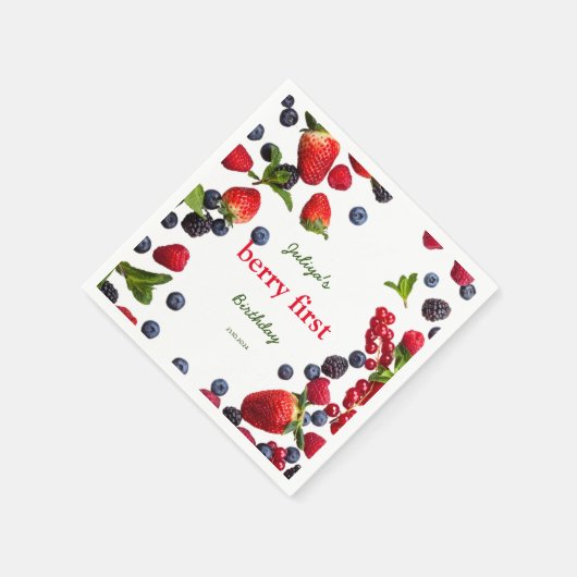 Berry Eerste verjaardag Foto Servet (Hoek)