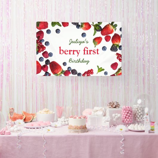 Berry Eerste verjaardag Foto Spandoek (Feest)