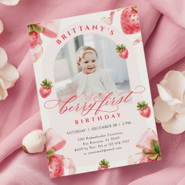 Berry eerste verjaardag foto uitnodiging
