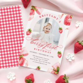 Berry eerste verjaardag foto uitnodiging