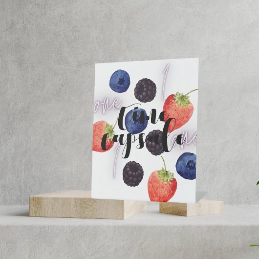 Berry Eerste Verjaardag | Gemengde Berry Time Caps Reclamebord Met Voetstuk
