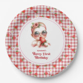 Berry eerste verjaardag Gingham Papieren Bordje (Voorkant)