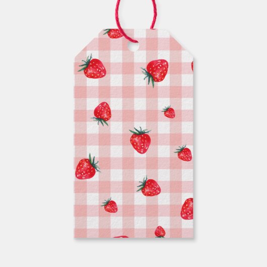 Berry eerste verjaardag Gingham Strawberry bedankt Cadeaulabel (Achterkant)