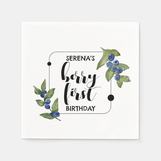 Berry eerste verjaardag kinderen | bosbes | minima servet (Voorkant)