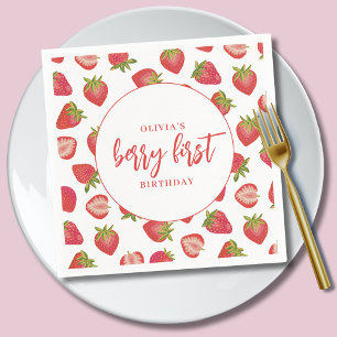 Berry Eerste Verjaardag Meisjes aardbei Servet