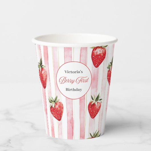 Berry Eerste Verjaardag Papier Cups Papieren Bekers (Voorkant)