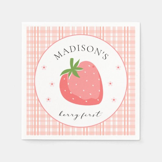 Berry Eerste Verjaardag Papier Servet Aardbeienfee (Voorkant)