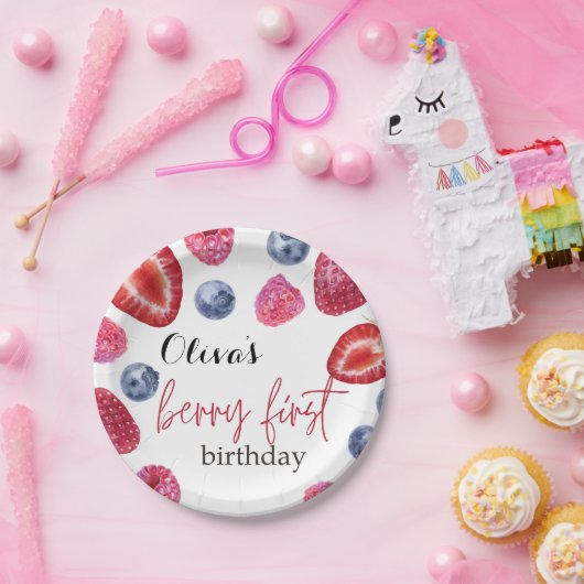Berry eerste verjaardag papieren bordje (Feest)