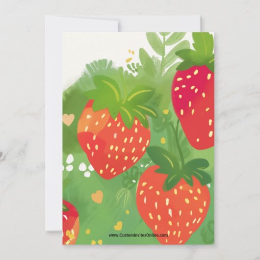 Berry Eerste Verjaardag Party Meisjes Aardbei 1e Kaart (Achterkant)