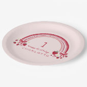 Berry eerste verjaardag Rainbow Strawberry Bows Papieren Bordje (Gekanteld)