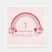 Berry eerste verjaardag Rainbow Strawberry Bows Servet (Voorkant)