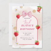 Berry eerste verjaardag Red Strawberry Daisy Party Kaart (Voorkant)