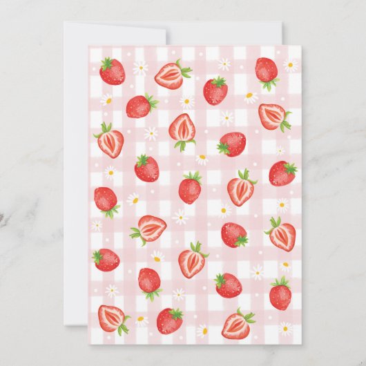 Berry Eerste Verjaardag | roze ginghaardbei Kaart (Achterkant)