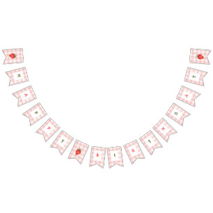 Berry Eerste Verjaardag Roze & Plaid Bunting Vlag Vlaggetjes