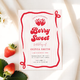 Berry Eerste Verjaardag Roze Strik 1e Verjaardag Kaart