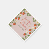 Berry Eerste Verjaardag Schattigee Aardbei Bloemen Servet (Hoek)
