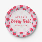 Berry eerste verjaardag Strawberry Daisy Papieren Bordje (Voorkant)