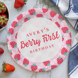 Berry eerste verjaardag Strawberry Daisy Papieren Bordje