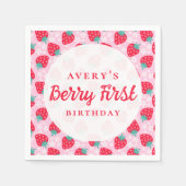 Berry eerste verjaardag Strawberry Daisy Servet (Voorkant)