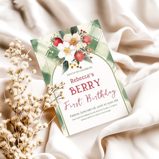 Berry eerste verjaardag Strawberry Theme Party Kaart