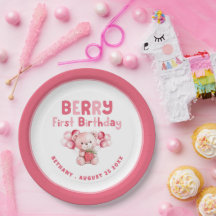 Berry Eerste Verjaardag Teddybeer Aardbei Roze Bo
