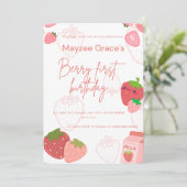 Berry eerste verjaardag uitnodiging (Staand voorkant)