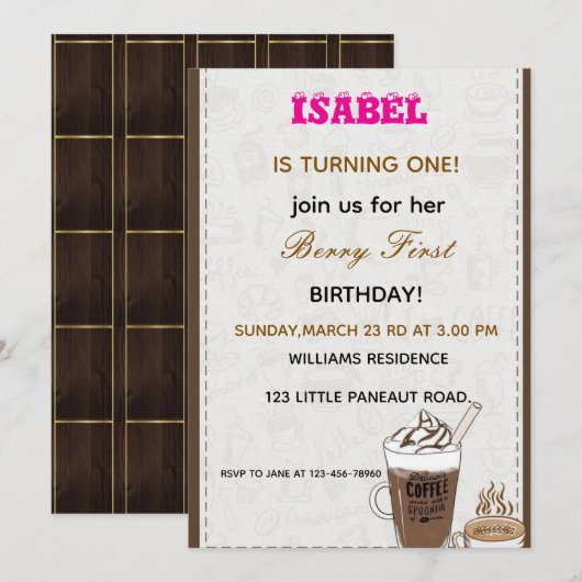 Berry Eerste verjaardag uitnodiging (Voorkant / Achterkant)