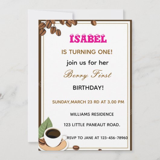 Berry Eerste verjaardag uitnodiging (Voorkant)