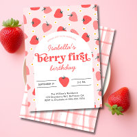 Berry Eerste Verjaardag Uitnodiging Aardbei
