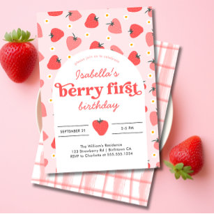 Berry Eerste Verjaardag Uitnodiging Aardbei