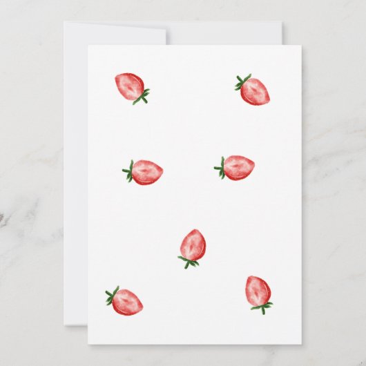 Berry eerste verjaardag uitnodiging | Aardbeithema (Achterkant)