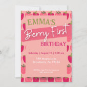 Berry Eerste Verjaardag Uitnodiging, Eerste Verjaa Kaart (Voorkant)