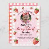 Berry eerste verjaardag uitnodiging met foto (Voorkant / Achterkant)