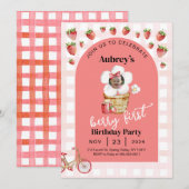 Berry eerste verjaardag uitnodiging met foto (Voorkant / Achterkant)