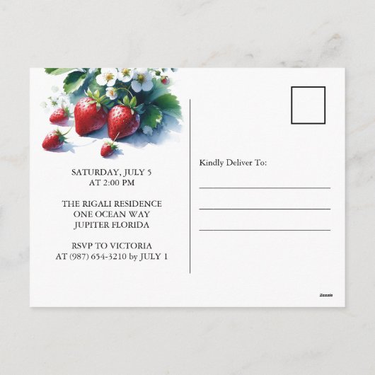 Berry Eerste Verjaardag Uitnodigingen (Achterkant)