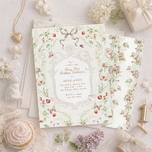 Berry Eerste Verjaardag Vintage Bloemen Kaart