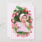 Berry Eerste Verjaardag Waterverf Aardbeien Foto Kaart (Achterkant)