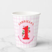 Berry Eerste Verjaardag Waterverf Aardbeien Papieren Bekers (Achterkant)