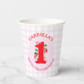 Berry Eerste Verjaardag Waterverf Aardbeien Papieren Bekers (Voorkant)