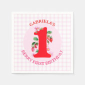Berry Eerste Verjaardag Waterverf Aardbeien Servet (Voorkant)