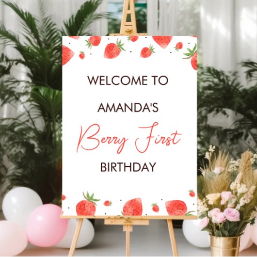 Berry Eerste Verjaardag Welkomstbord Poster