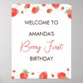 Berry Eerste Verjaardag Welkomstbord Poster (Voorkant)
